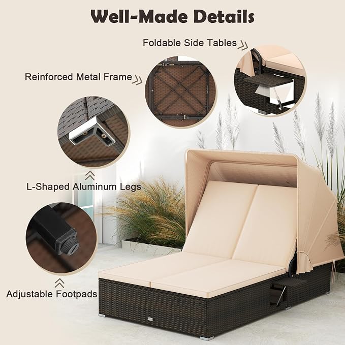 Tangkula Outdoor Rattan Daybed - Image 8