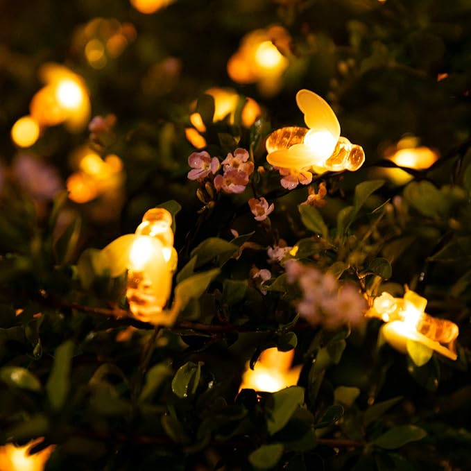 Brightown Solar Bee String Lights Outdoor 31FT 50 LED Honeybee Fairy Lights - Image 4