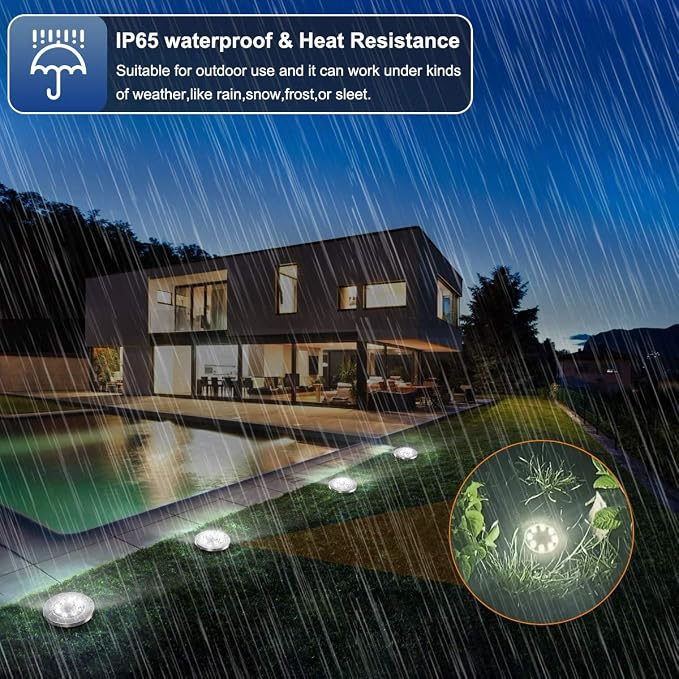 ZGWJ 8 Pack Solar Ground Lights, 8 LED Upgraded Outdoor Garden Lights Landscape - Image 4
