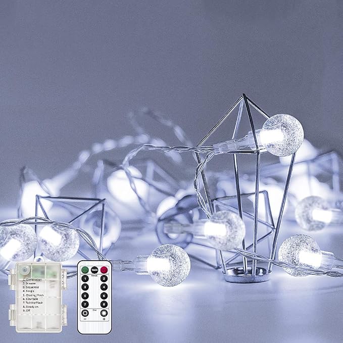 Metaku Outdoor String Lights Battery Operated 26ft 60LED Fairy Lights by METAKU