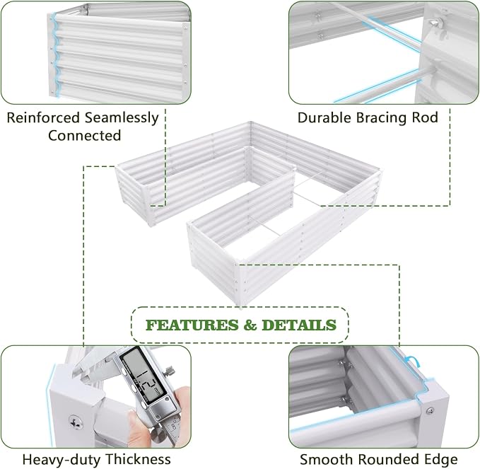 A ANLEOLIFE Set of 16, 18 Inch Tall Galvanized Raised Garden Beds Kit, - Image 4