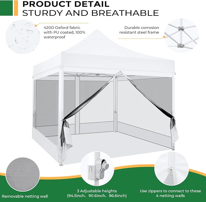 COBIZI 10x10 Heavy Duty Pop Up Canopy - Image 5