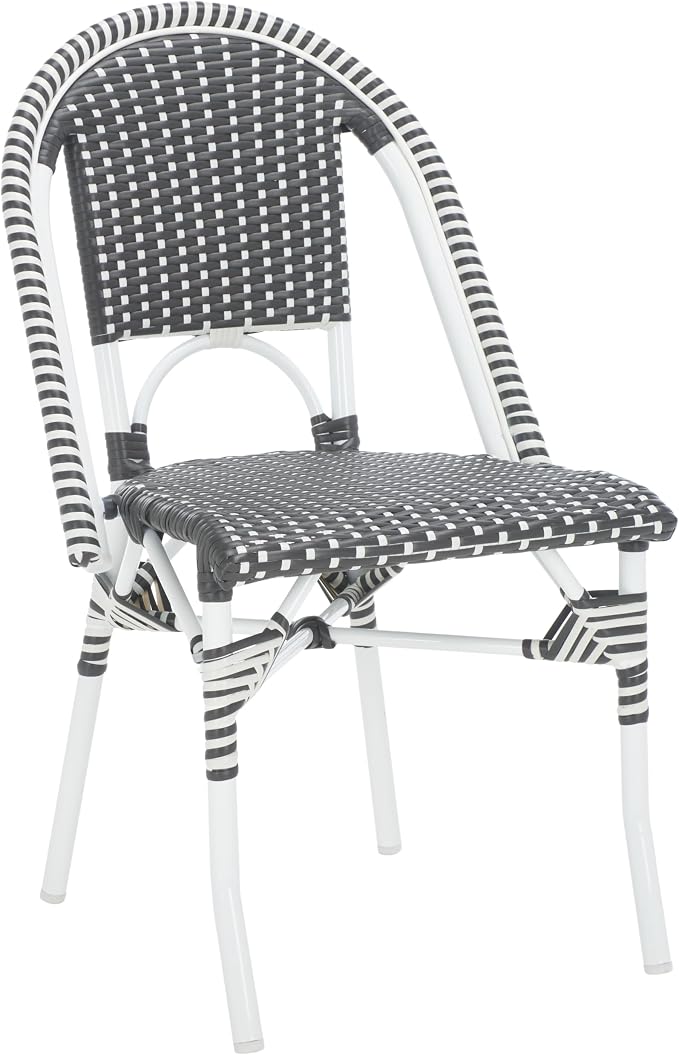 SAFAVIEH Outdoor Collection Torino Grey & White Parisian Bistro Chair Set of 2 - Image 4