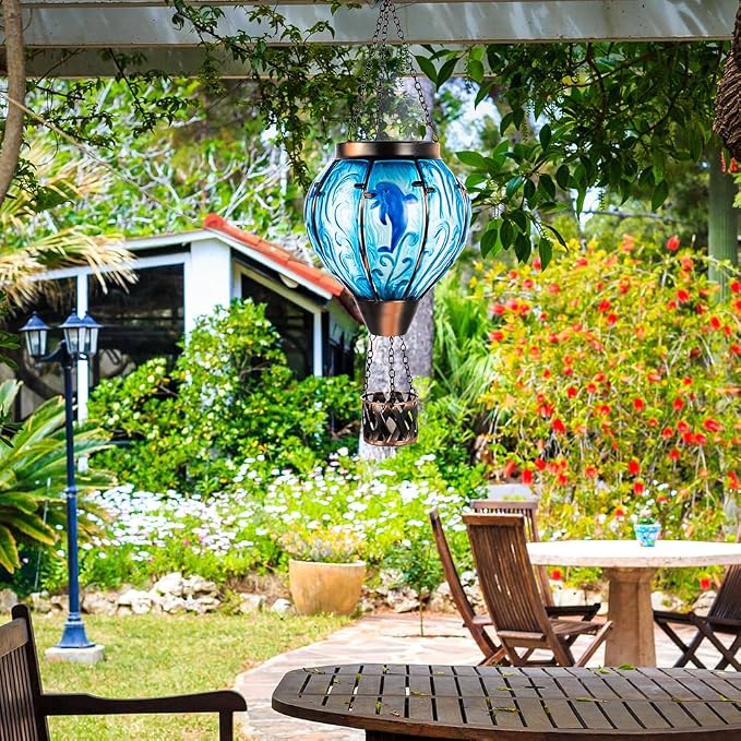 Blue Dolphin Hot Air Balloon Solar Lantern - Image 5
