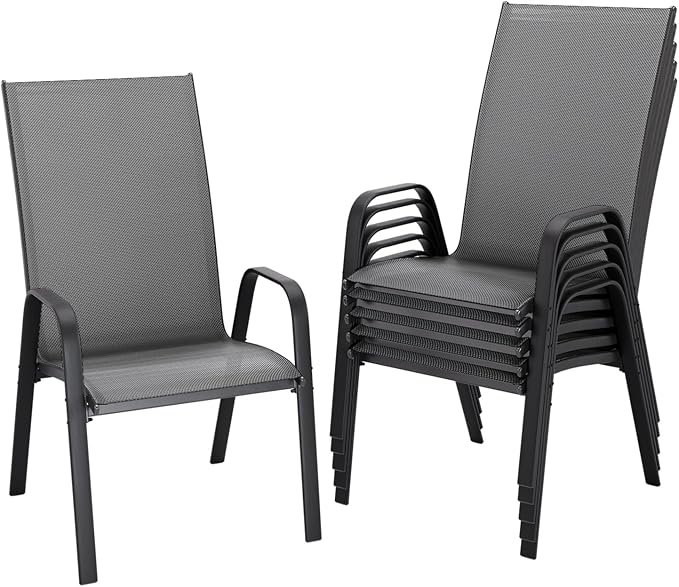JEAREY Patio Dining Chairs Set of 6, Outdoor Stackable Dining Furniture Set by JEAREYOutdoorsCollection