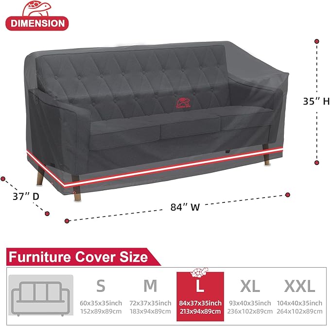 Turtle Life Patio Sofa Cover, Outdoor Heavy Duty Durable UV Water Resistant - Image 2