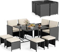 Tangkula 9 Piece Patio Dining Set, Rattan Chairs by TANGKULA