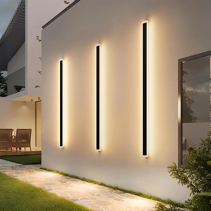 2 Pack 71In Long Outdoor Wall Lights IP65 Waterproof, 50W Black Modern LED - Image 4