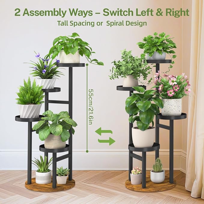 iDavosic.ly 4 Tier Plant Stand Indoor, Tiered Corner Metal Wood Multiple Flower - Image 6