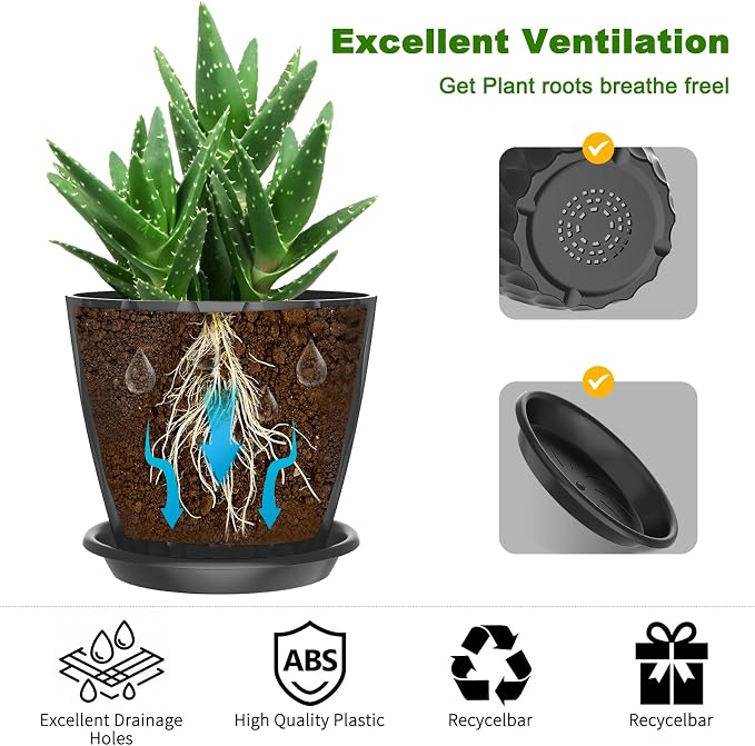 6 Pack 6 Inch Indoor Plant Pots - Image 4