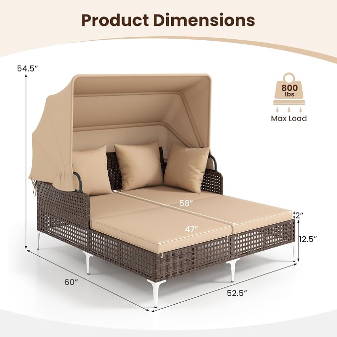 Tangkula Outdoor Rattan Daybed - Image 5