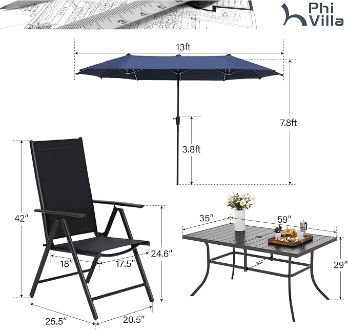 PHI VILLA Outdoor Patio Dining Set - Image 7
