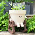 Smiley Face Planter Pot Small, Cute Resin Flower Head Planters by Scuyari