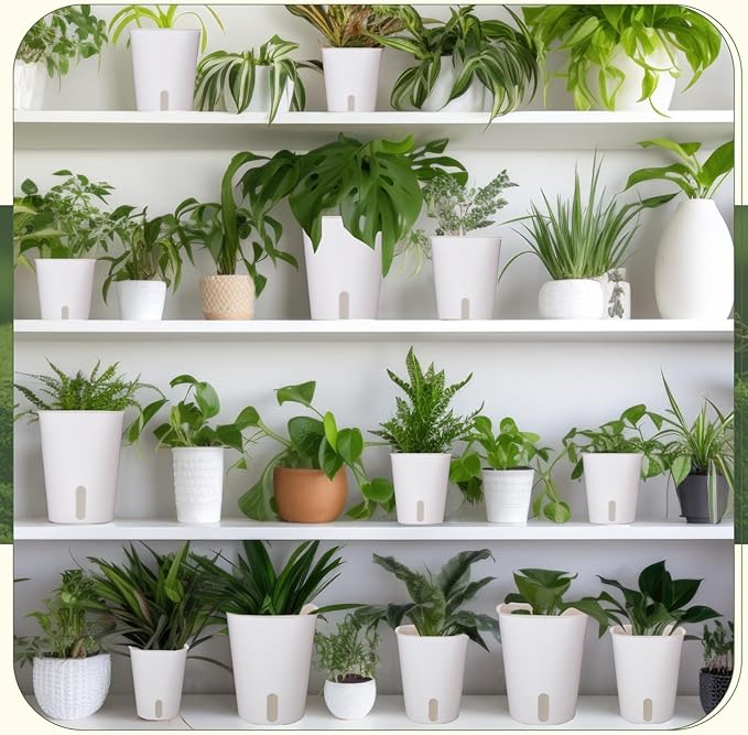 18 Pcs Self Watering Pots Plastic Plant 3 Sizes Flower Plant Pot - Image 6