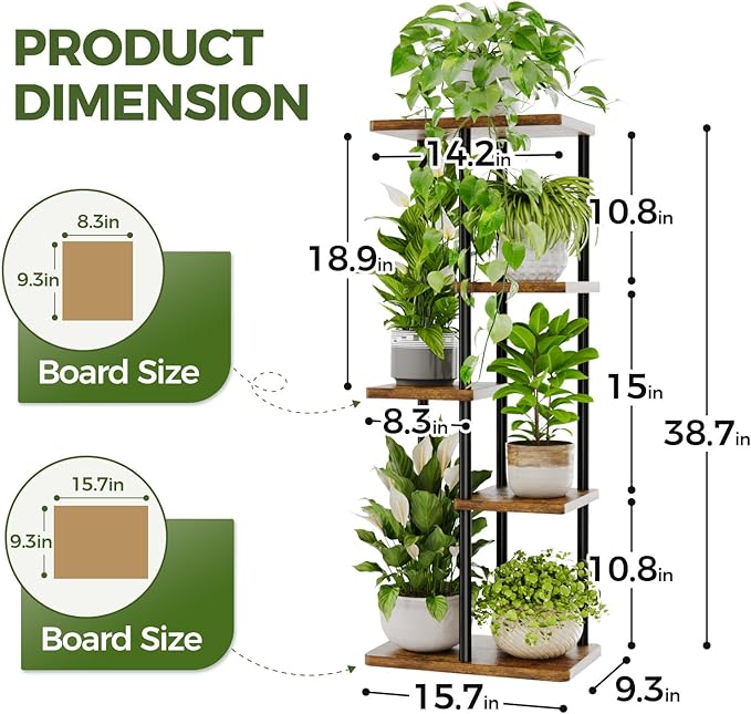 Bamworld Corner Plant Stand Indoor, 5 Tier Metal Plant Shelf - Image 4