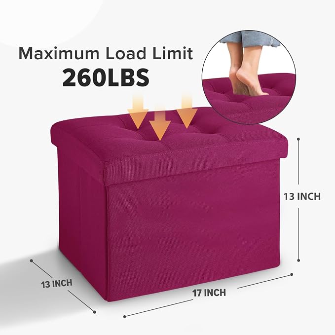 LINMAGCO Small Storage Ottoman Stool Foot Rest Stool Under Desk Stool Short - Image 2