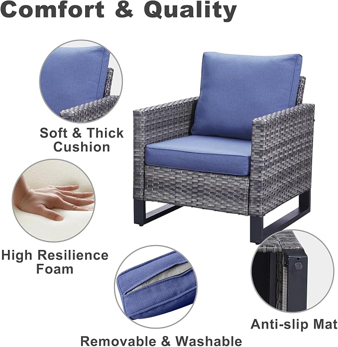 Belord Wicker Patio Furniture 5 Piece Outdoor Sofa Set, Oversize Outdoor Dining - Image 5