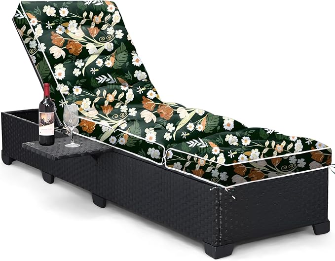 Outdoor Chaise Lounge Chair Cushion, Waterproof Non-Slip Patio Chaise Lounge by Tycdiose