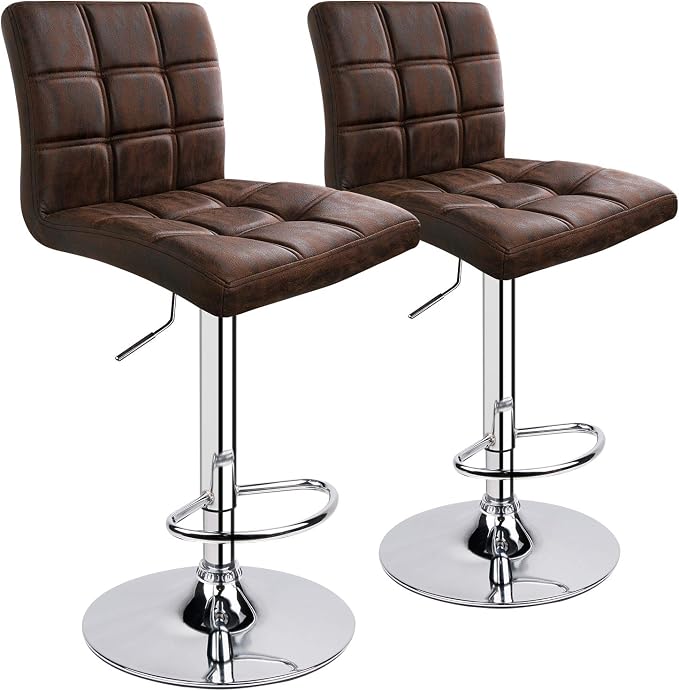 Leopard Modern Square PU Leather Adjustable Bar Stools by LEOPARDPRODUCTS