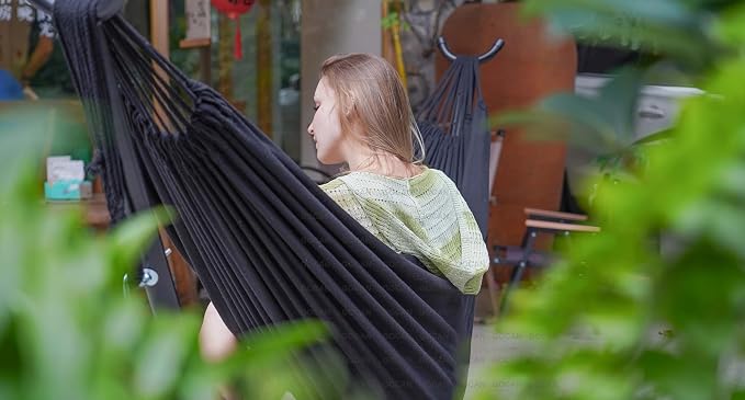 Double Hammock 2 Person Extra Large 330X150cm Load Capacity 600Pound Canvas - Image 5