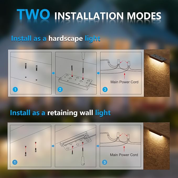 VOLISUN 12 Pack 7 Inch Retaining Wall Lights, Waterproof LED Hardscape Lighting - Image 7