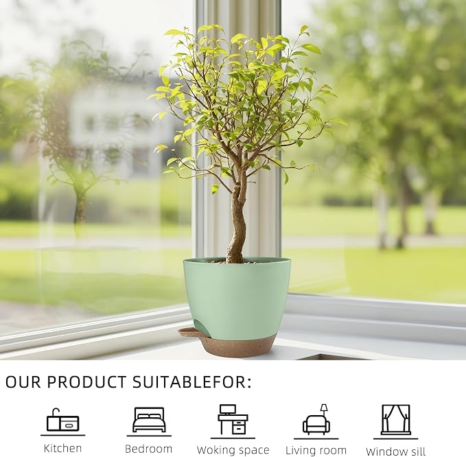 Plant Pots 8/7.5/7/6.5/6 Inch Self Watering Pots, 5 Pack Planters - Image 6