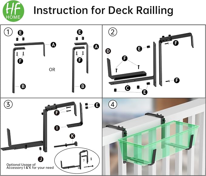 HFHOME 2PCS Adjustable Planter Box Brackets, Brackets - Image 6