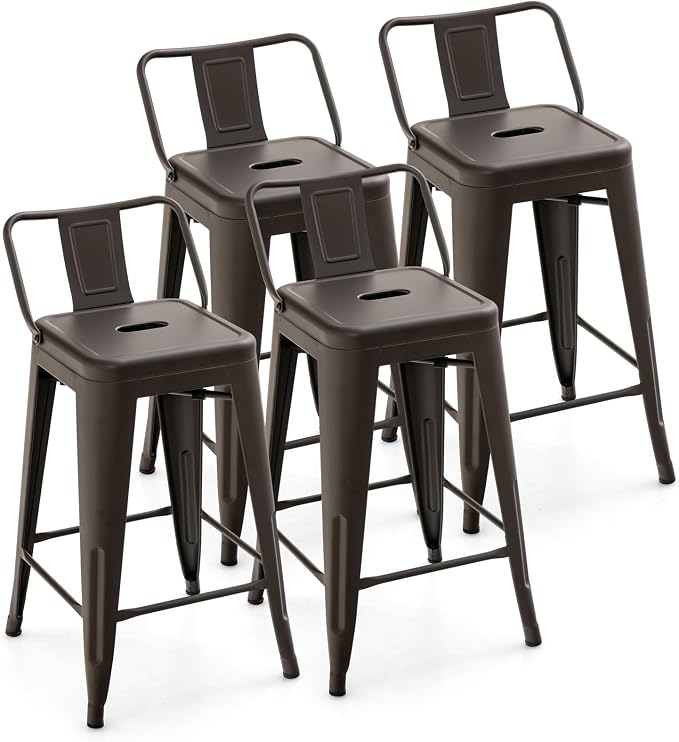COSTWAY Metal Bar Stools Set of 4, by COSTWAY