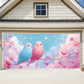 Birds Garage Door Banner 6x13FT, Cute Love Birds Garage Door Cover, Romantic by ANNAQUEEN