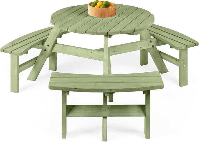 Best Choice Products 6-Person Circular Outdoor Wooden Picnic Table by BestChoiceProducts