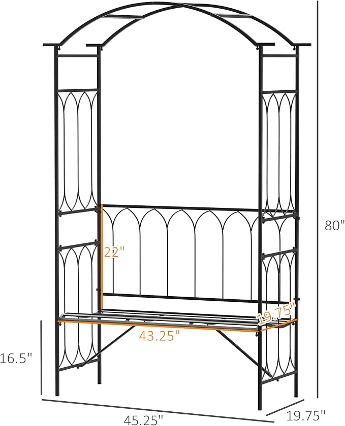 Outsunny Metal Trellis Arbor Arch - Image 7