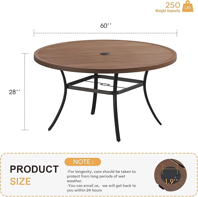 VICLLAX 60" Outdoor Round Patio Table - Image 3