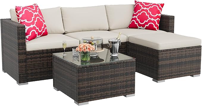 GAOMON 5-Piece All-Weather Patio Furniture Set, Convertible Outdoor Sectional by GAOMON