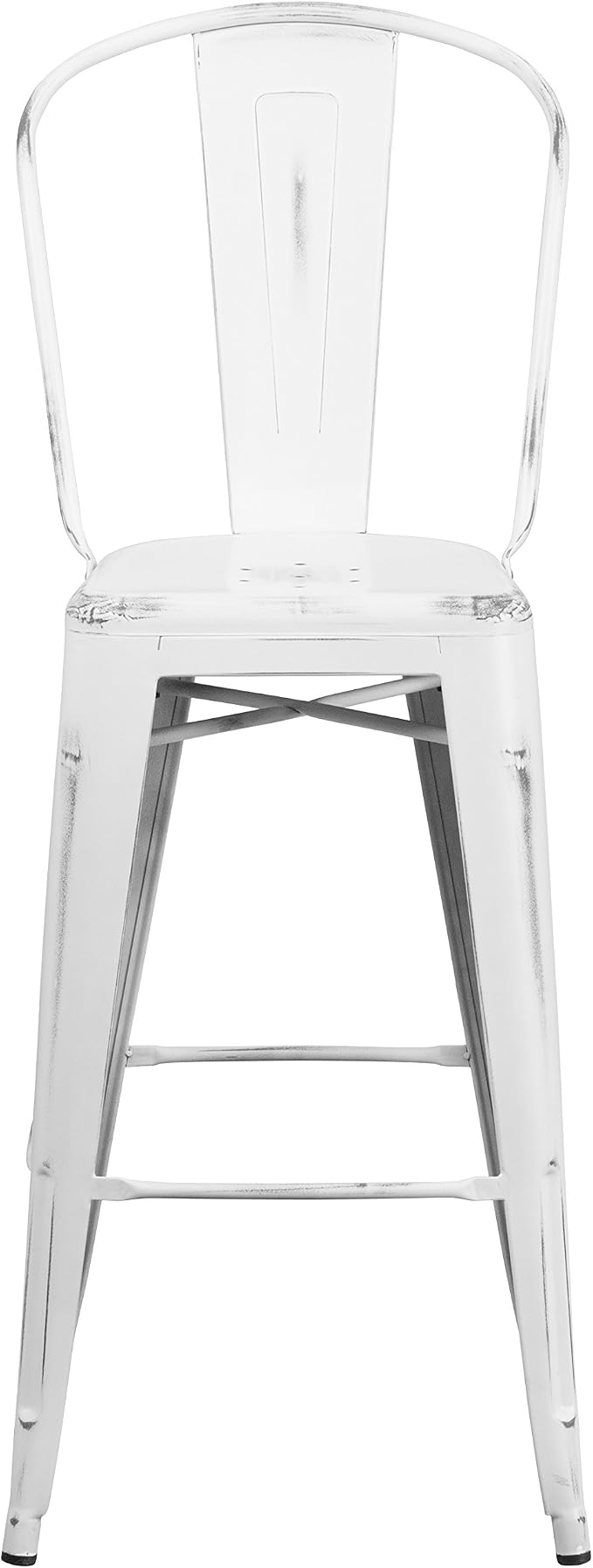 EMMA + OLIVER Commercial Grade 30" H Distressed White Metal Indoor-Outdoor - Image 5