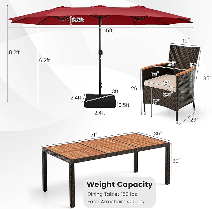 Tangkula 11 Piece Rattan Outdoor Dining Set - Image 7