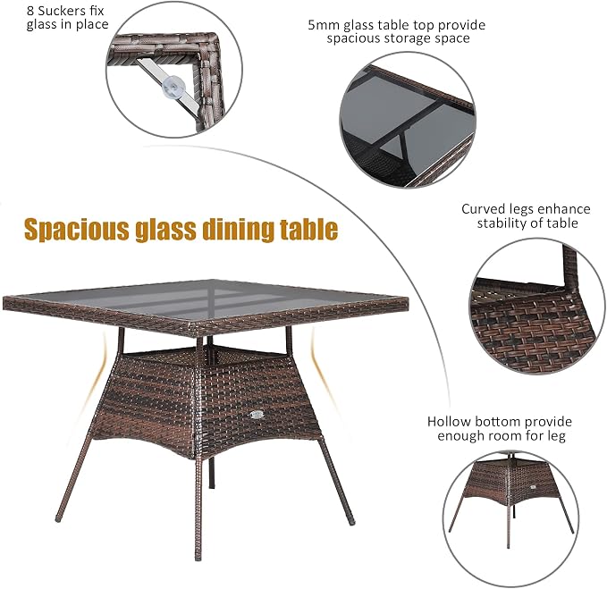 Tangkula 5 Pieces Wicker Patio Dining Set, Outdoor PE Rattan Chairs Table Set - Image 7