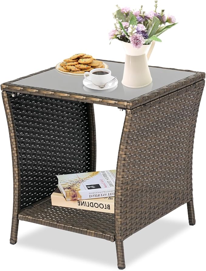 Kinfant Rattan Patio Side Table by Kinfant