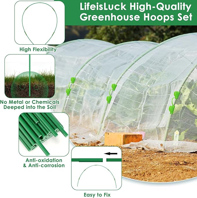 9 Sets Greenhouse Hoops for Raised Beds, Plant Support Hoop House Kit Frame for - Image 3