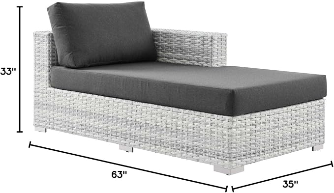 Modway Convene Wicker Rattan Outdoor Patio Right-Arm Chaise in Light Gray - Image 2