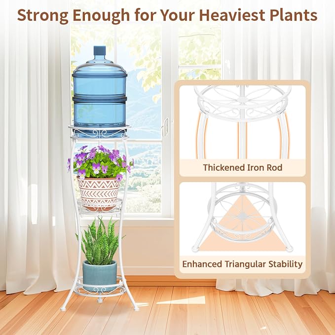 LASZOLA White 3 Tier Tall Plant Stand - Image 4