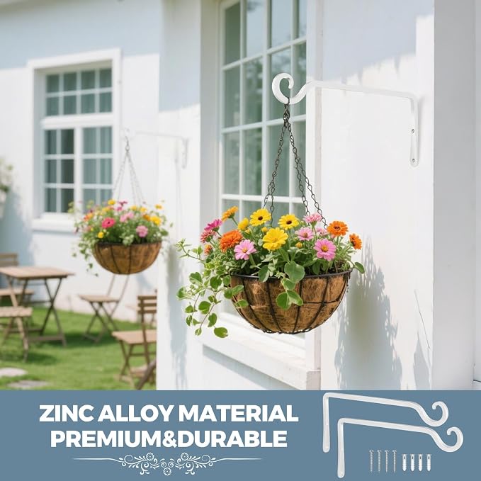 BOLITE Plant Hangers, 10 Inch Hanging Plant Brackets Outdoor Indoor, Wall Hooks - Image 9