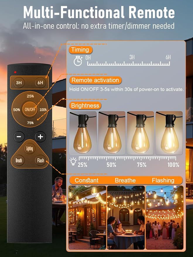 luckystyle 50FT LED Outdoor String Lights - Image 2