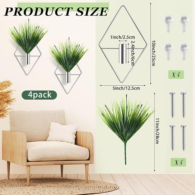 8 Pieces Silver Wall Decor Hanging Planters - Image 2