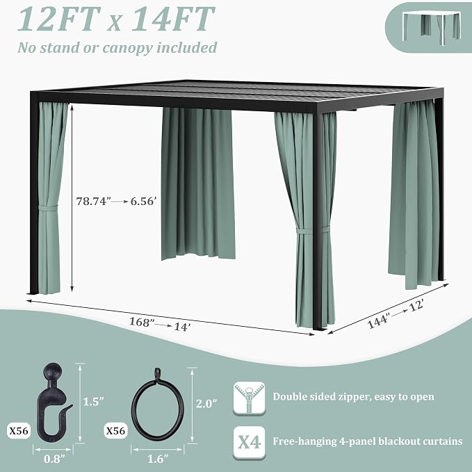 Gazebo Universal Replacement Privacy Curtain, 4-Panels Sidewall Curtains - Image 2