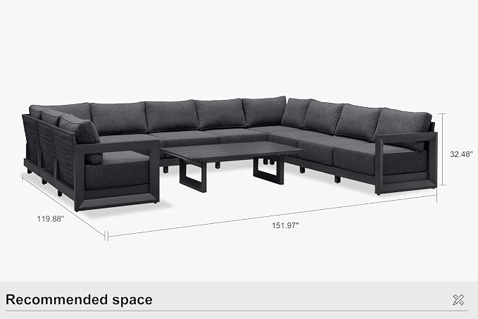 PURPLE LEAF Patio Furniture Set U-Shaped Outdoor Couch - Image 9