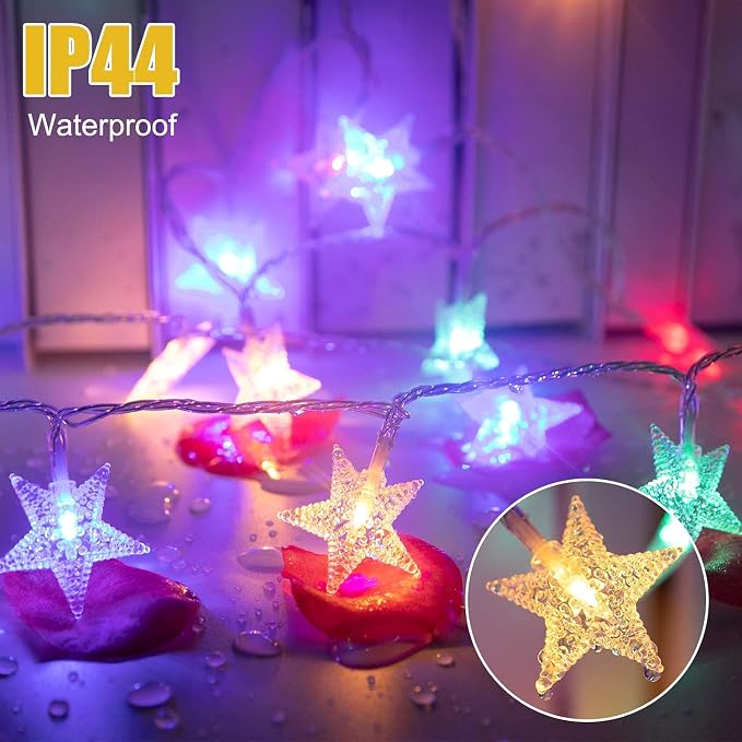 Minetom Star String Lights for Bedroom - 33 ft Plug-in Color Changing Star - Image 4