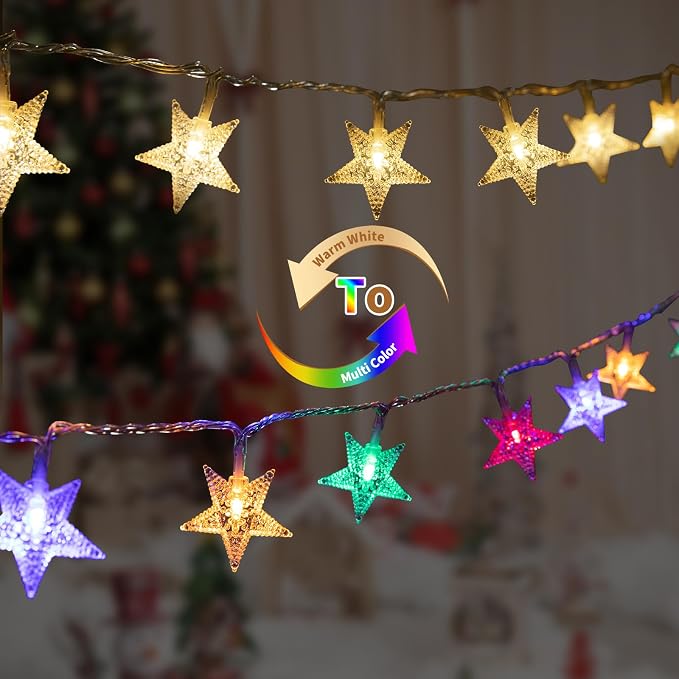Minetom Star String Lights Plug in - 33 ft 100 LED Star Fairy String Lights - Image 2