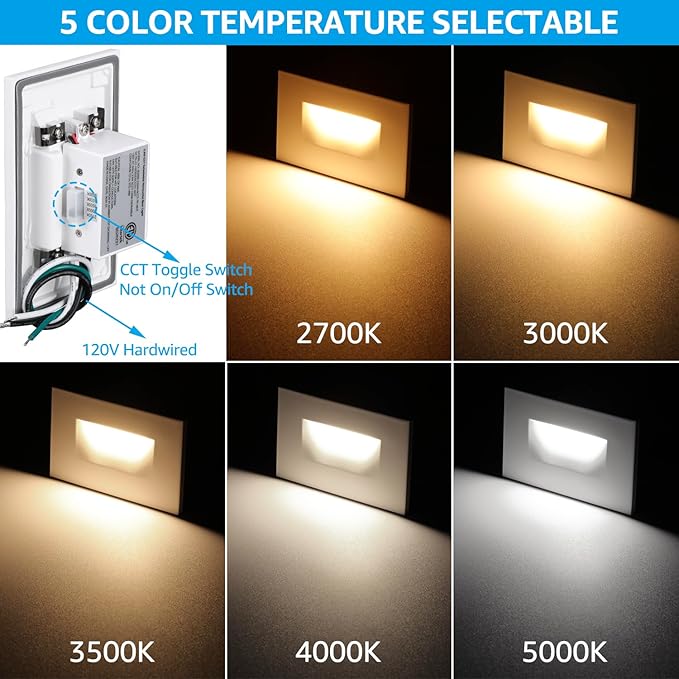 LEONLITE 12-Pack Premium Series 5CCT 120V LED Step Lights, Dimmable 3.5W Indoor - Image 2