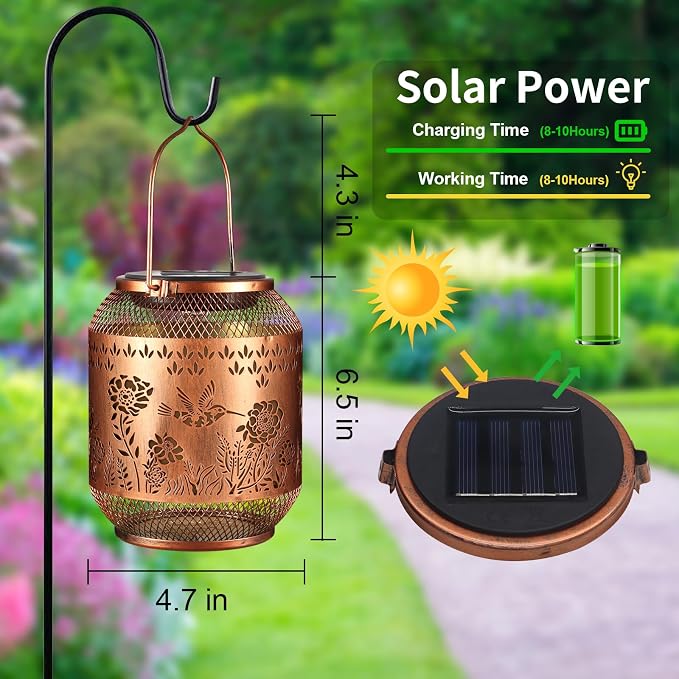 Hummingbird Solar Lanterns Outdoor Hanging Christmas Lantern as Birthdays Gifts - Image 4