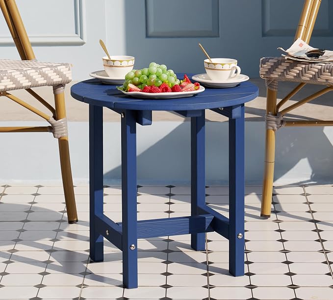 Y&M Outdoor Side Table, Waterproof Four-Legged Round Entryway End Table - Image 2